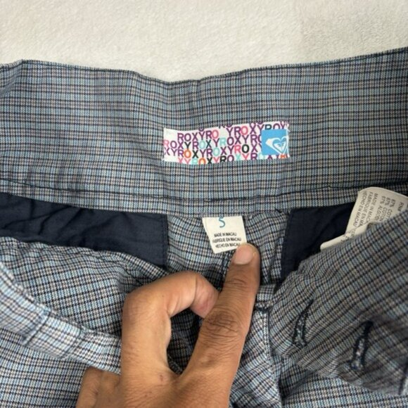 Y2K Roxy Plaid Chino Goth Skate Blue Shorts Capris Women's Size 5 - Picture 5 of 10